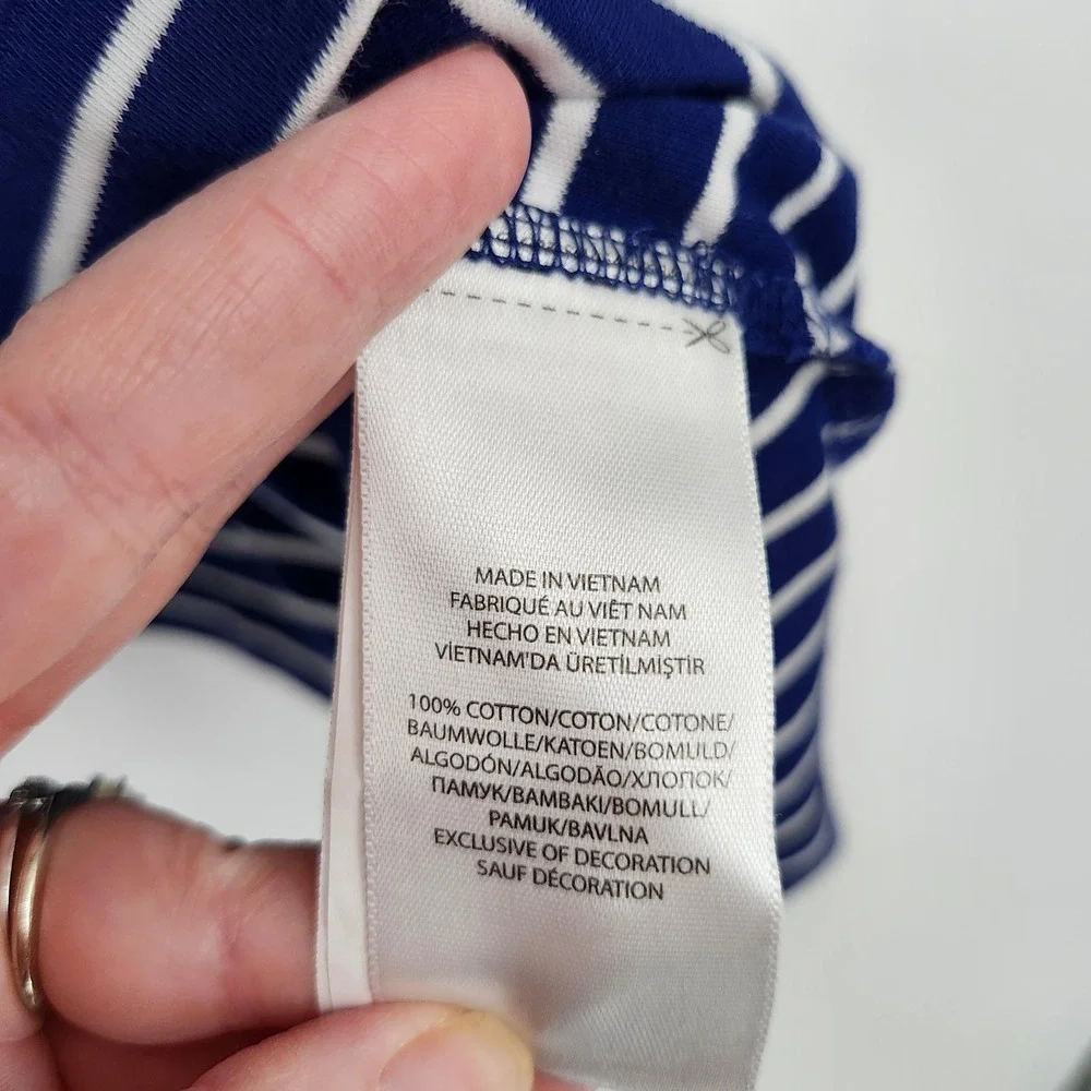 Polo Ralph Lauren Navy Striped Polo Shirt Mens XL Cotton Nantucket Prep Pony